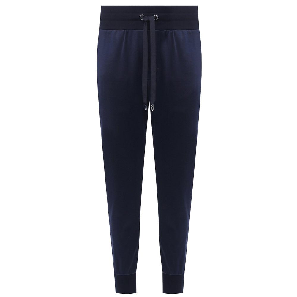 Blue Silk Men Trousers-Dolce & Gabbana-LabelTerrace.com