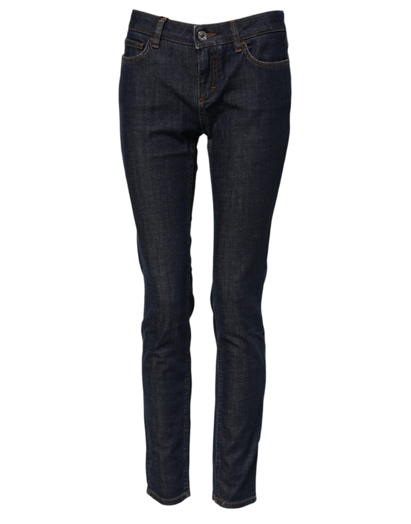 Blue Skinny Cotton Mid Waisted Denim Jeans-Dolce & Gabbana-LabelTerrace.com