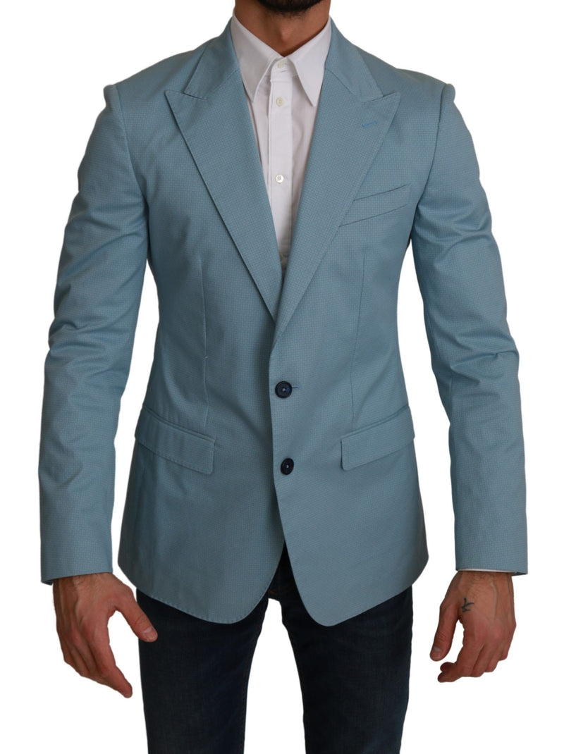 Blue Slim Fit Coat Jacket MARTINI Blazer-Dolce & Gabbana-LabelTerrace.com