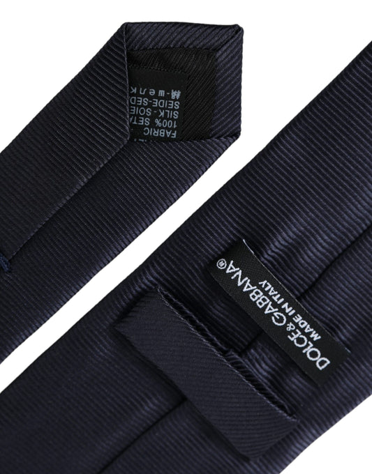 Blue Solid Silk Adjustable Tie Men-Dolce & Gabbana-LabelTerrace.com
