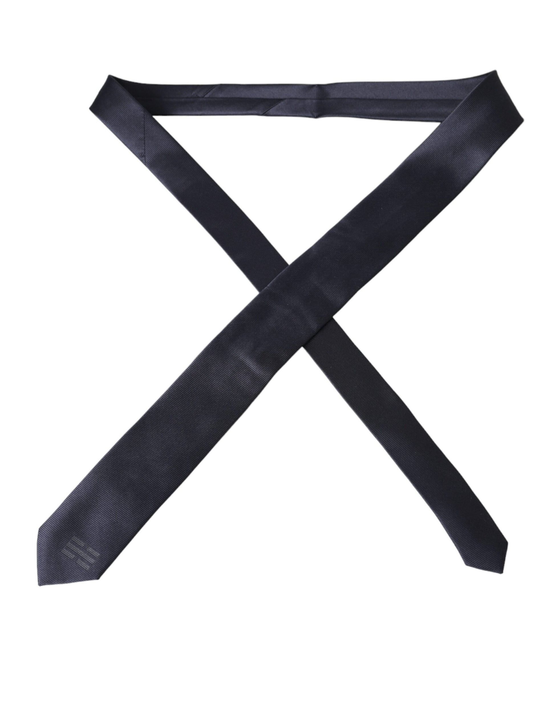 Blue Solid Silk Adjustable Tie Men-Dolce & Gabbana-LabelTerrace.com