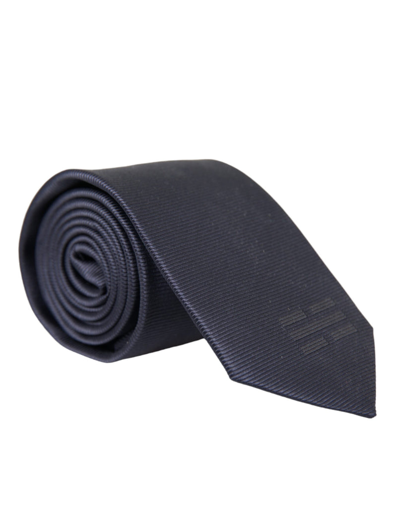 Blue Solid Silk Adjustable Tie Men-Dolce & Gabbana-LabelTerrace.com