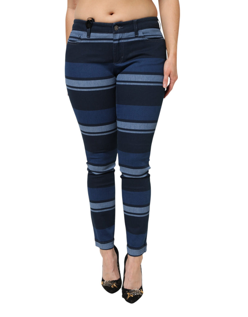 Blue Striped Cotton Stretch Denim Jeans-Dolce & Gabbana-LabelTerrace.com