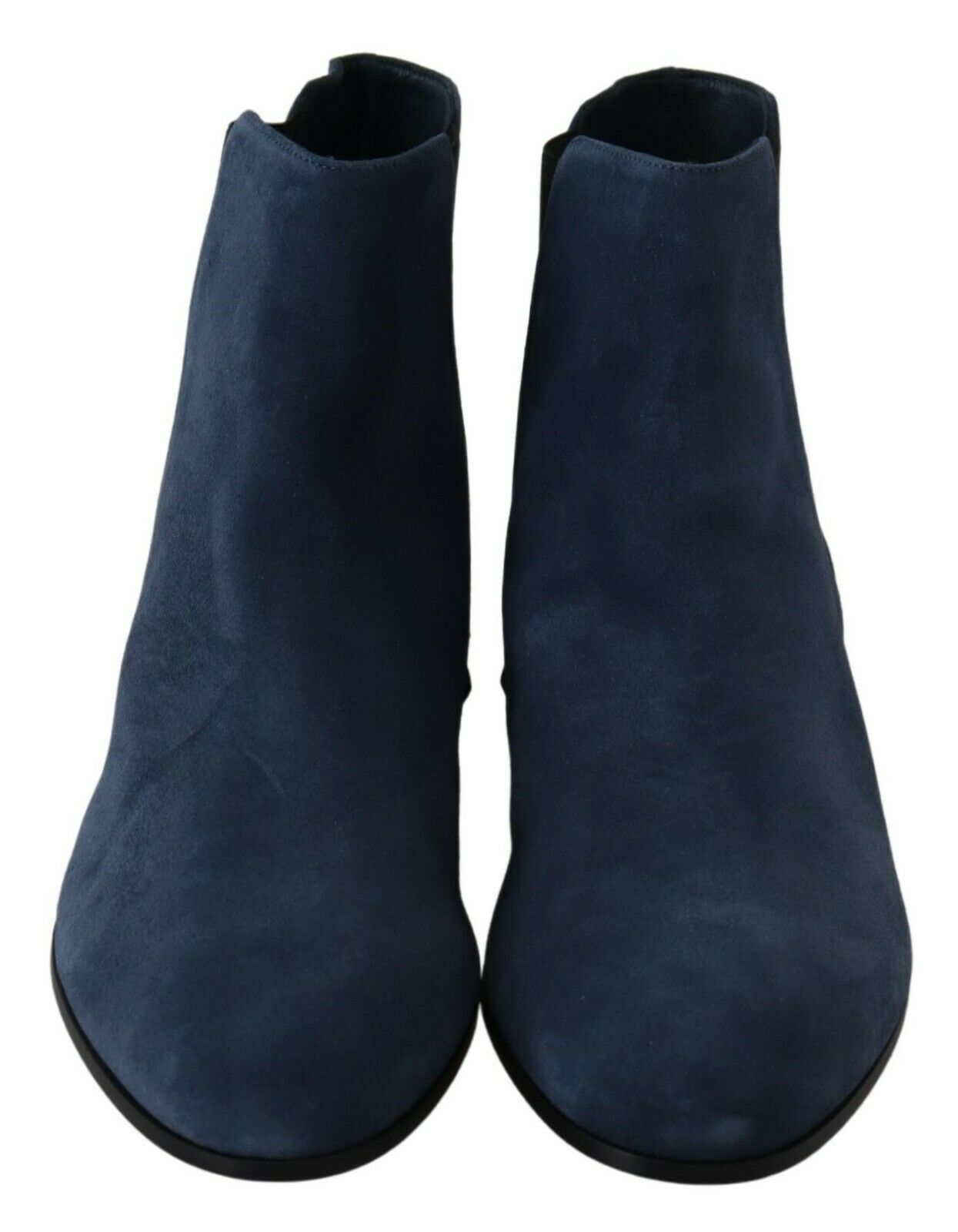 Blue Suede Embellished Studded Boots Shoes-Dolce & Gabbana-LabelTerrace.com