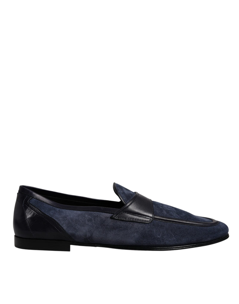 Blue Suede Leather Shoes Loafer Moccasin Shoes-Dolce & Gabbana-LabelTerrace.com