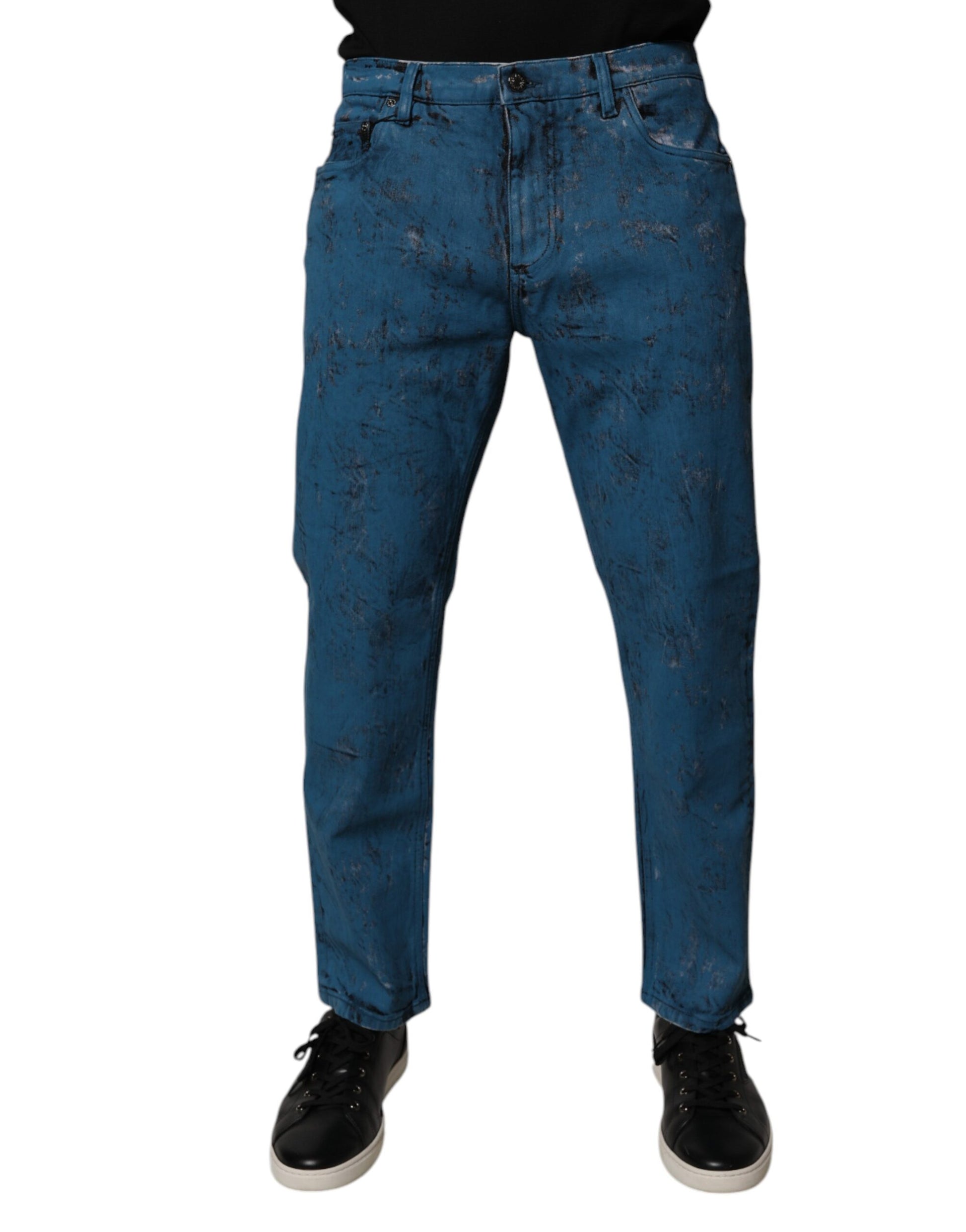 Blue Tie Dye Cotton Skinny Men Denim Jeans-Dolce & Gabbana-LabelTerrace.com