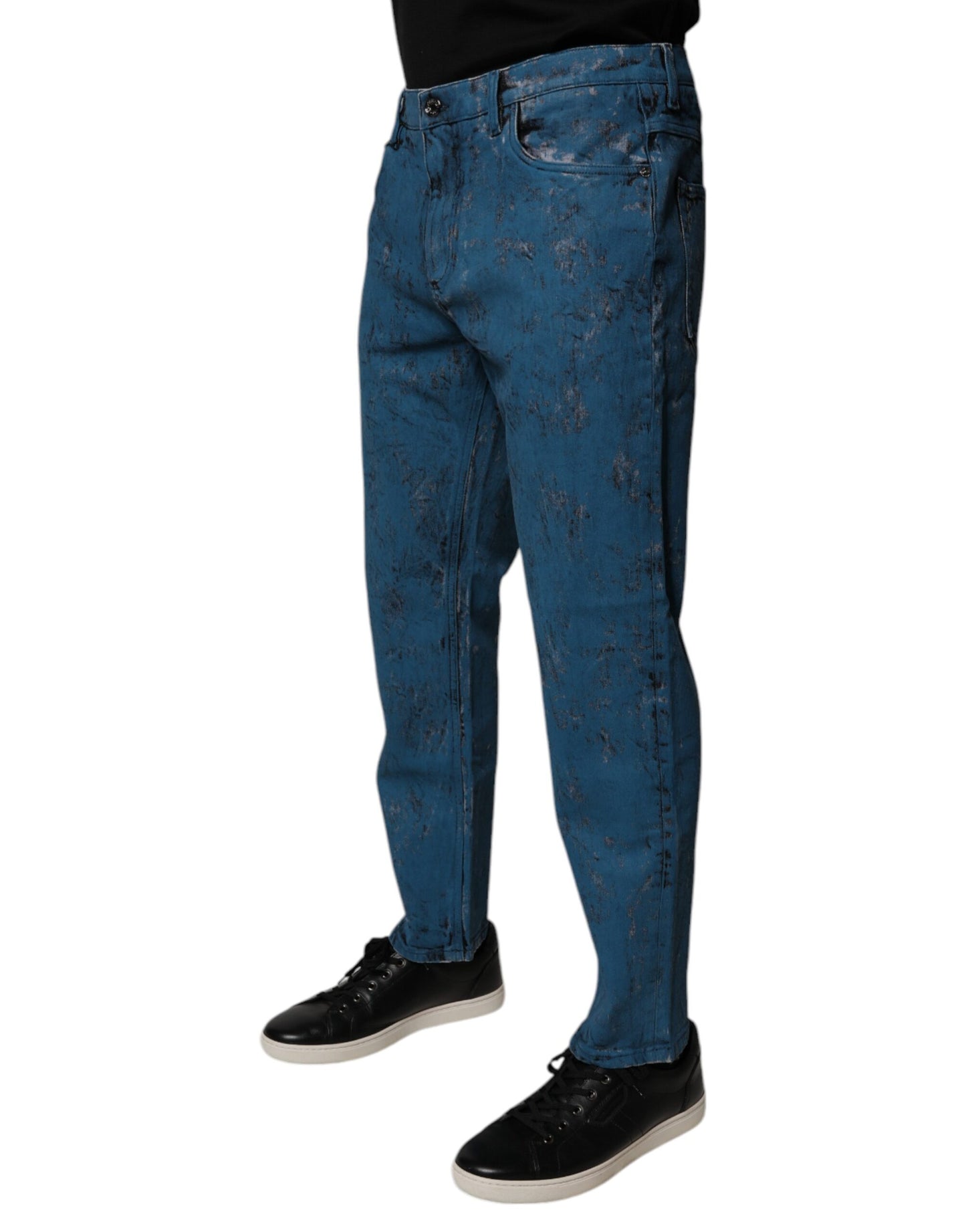 Blue Tie Dye Cotton Skinny Men Denim Jeans-Dolce & Gabbana-LabelTerrace.com