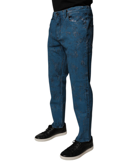 Blue Tie Dye Cotton Skinny Men Denim Jeans-Dolce & Gabbana-LabelTerrace.com