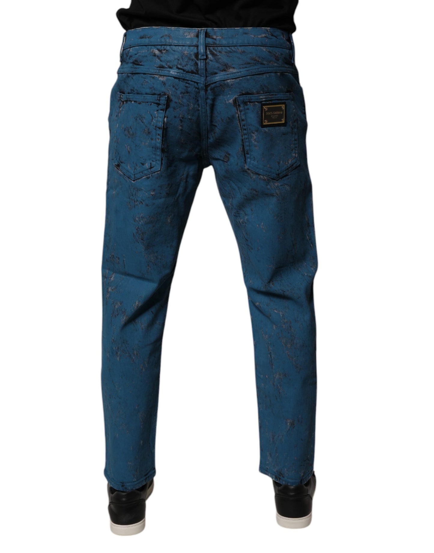 Blue Tie Dye Cotton Skinny Men Denim Jeans-Dolce & Gabbana-LabelTerrace.com