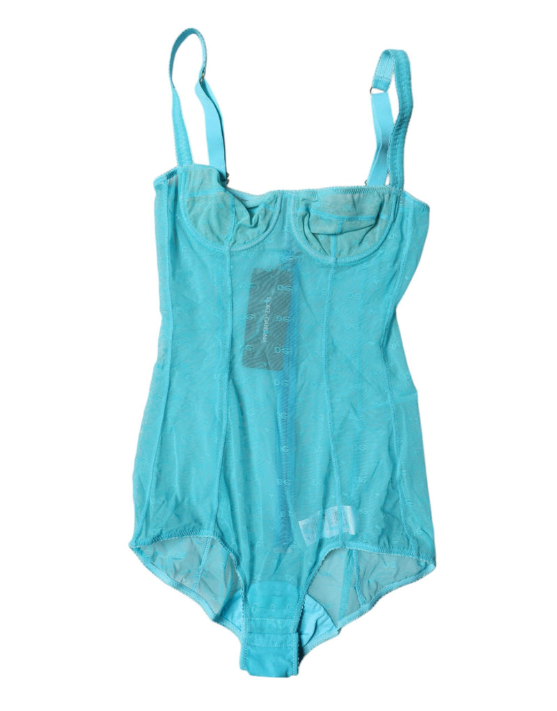 Blue Tulle Balconette Bra Bodysuit Underwear-Dolce & Gabbana-LabelTerrace.com