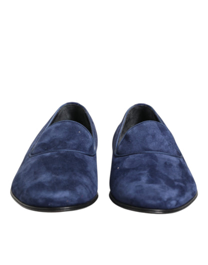 Blue Velvet DG Logo Loafers Formal Shoes-Dolce & Gabbana-LabelTerrace.com