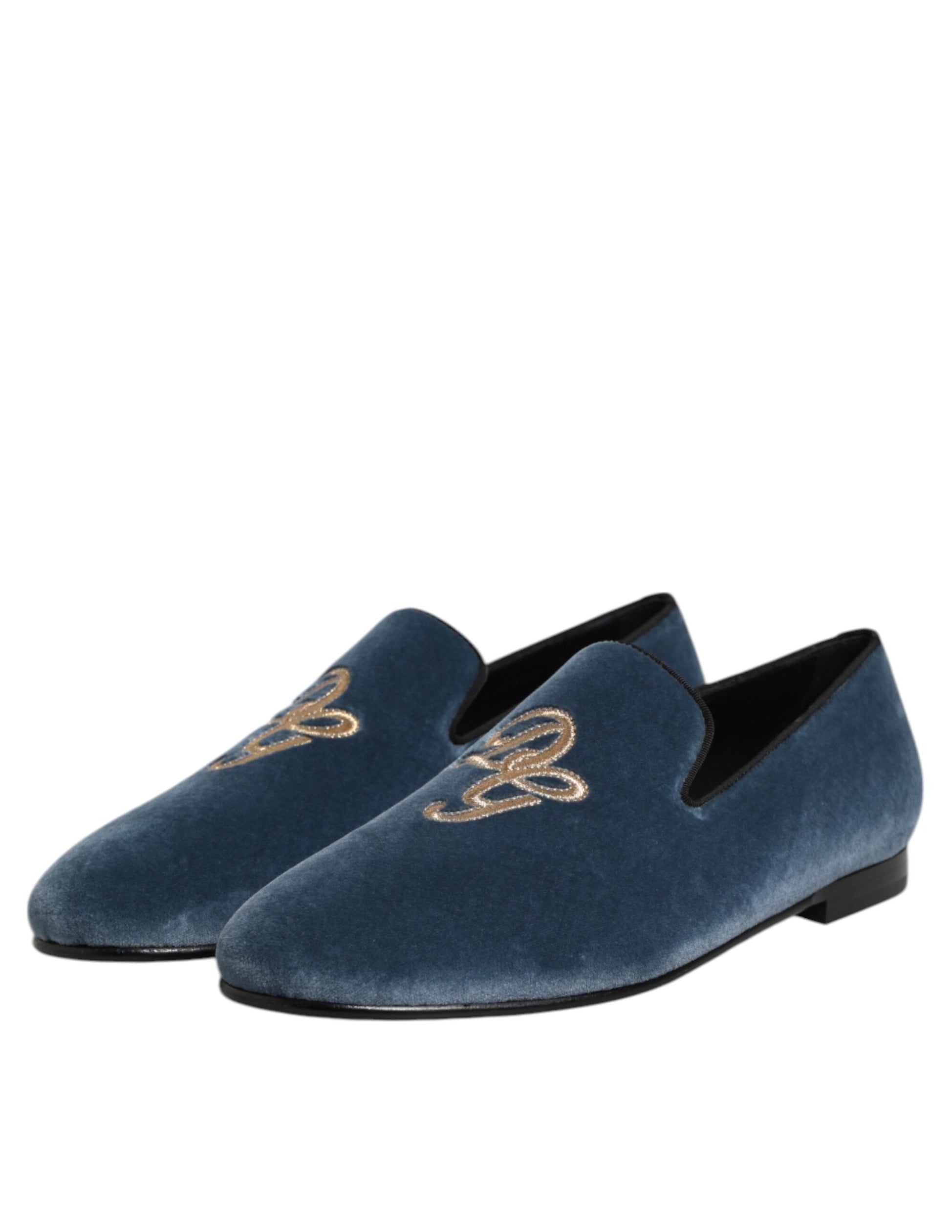 Blue Velvet DG Logo Loafers Formal Shoes-Dolce & Gabbana-LabelTerrace.com