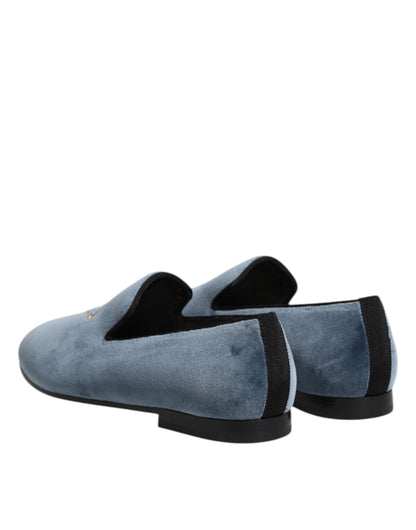 Blue Velvet DG Logo Loafers Formal Shoes-Dolce & Gabbana-LabelTerrace.com