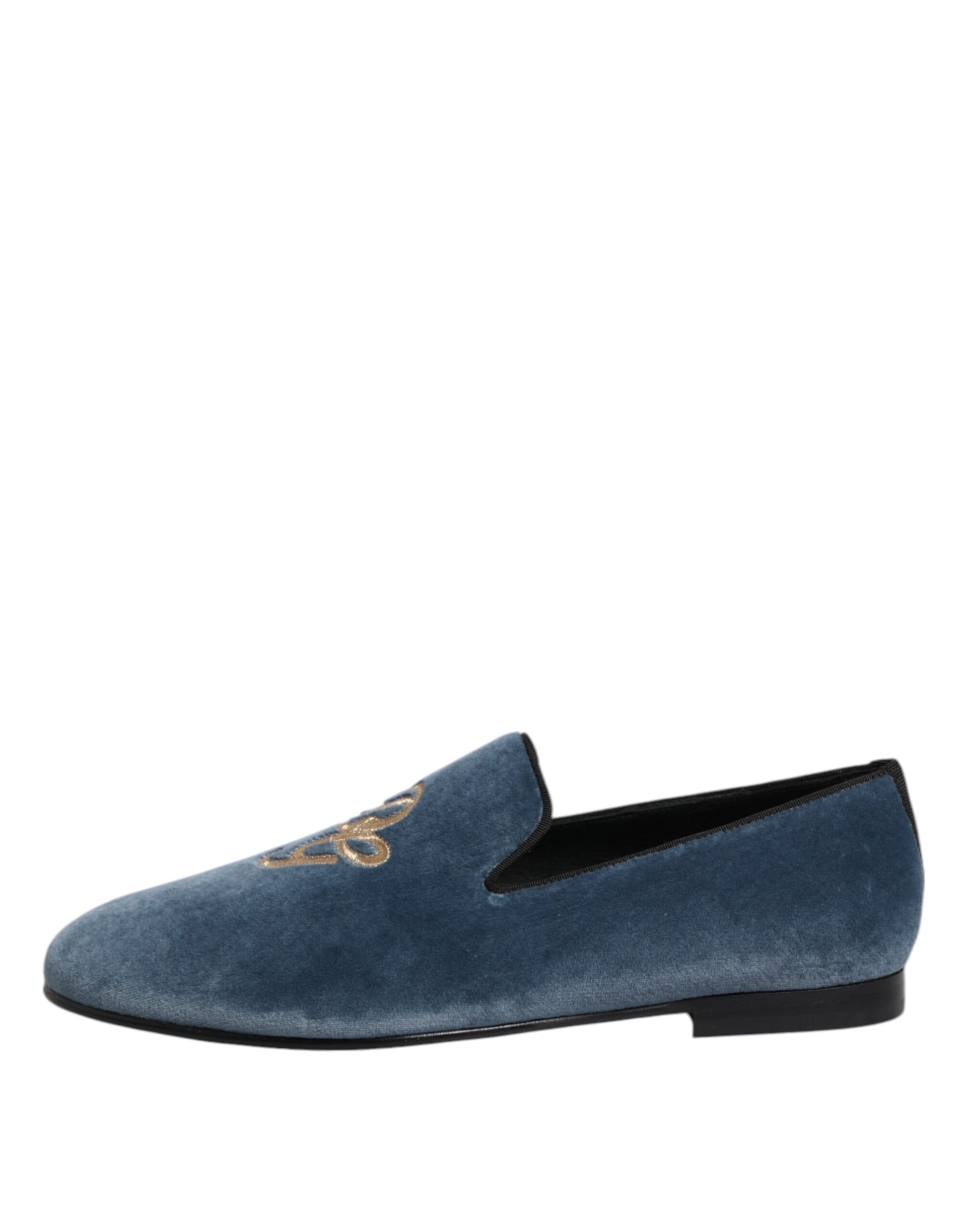 Blue Velvet DG Logo Loafers Formal Shoes-Dolce & Gabbana-LabelTerrace.com
