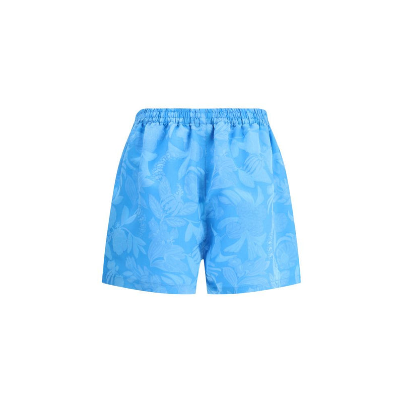 Blue Viscose Bermuda Shorts