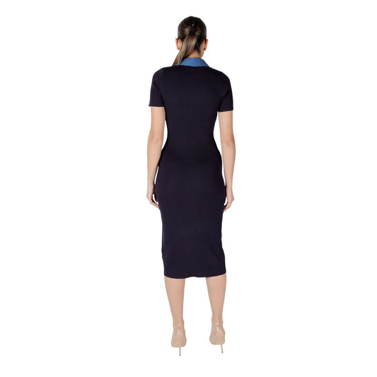 Blue Viscose Long Dress