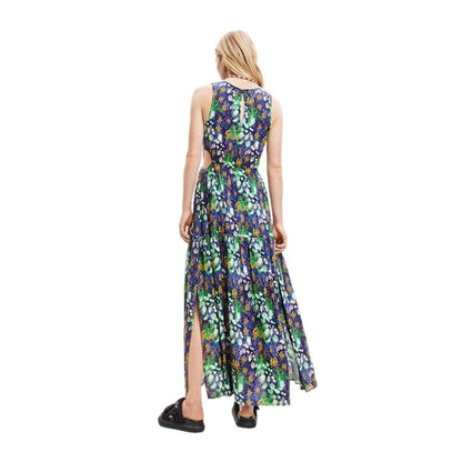 Blue Viscose Long Dress
