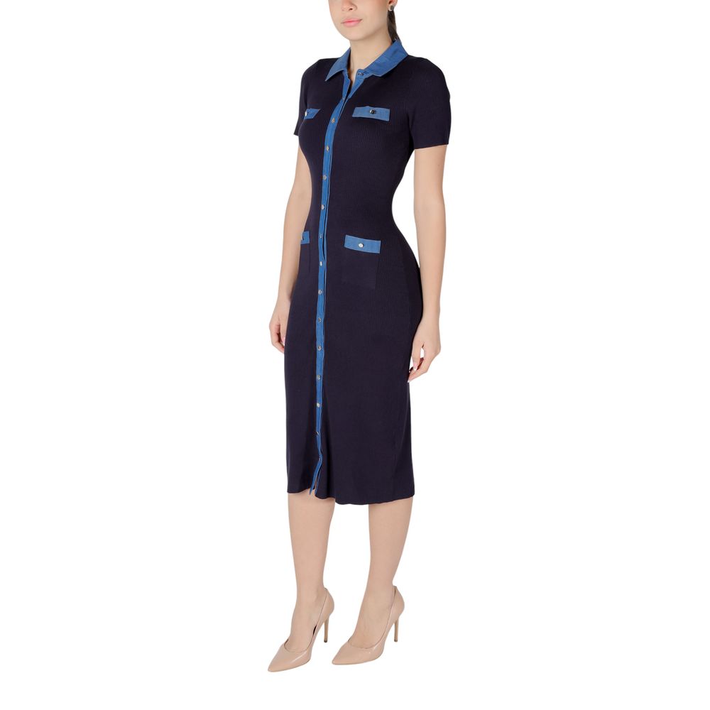 Blue Viscose Long Dress
