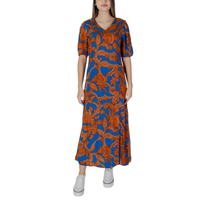 Blue Viscose Long Dress