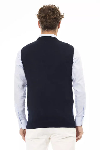 Blue Viscose Men Jacket