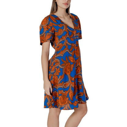 Blue Viscose Midi Dress