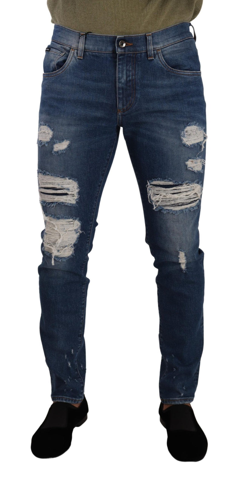 Blue Wash Cotton Stretch Slim Fit Denim Jeans-Dolce & Gabbana-LabelTerrace.com