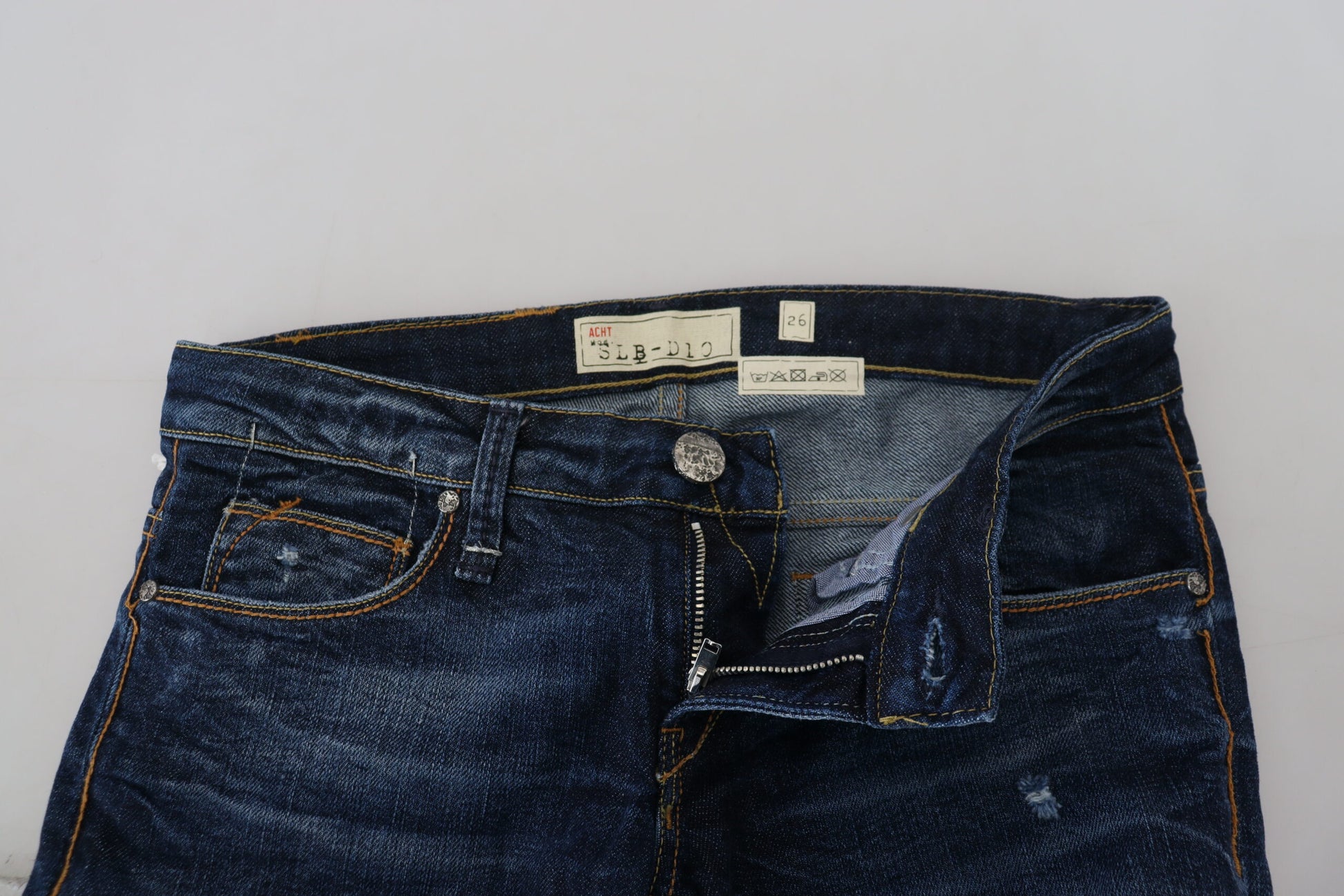 Blue Washed Cotton Low Waist Women Casual Jeans