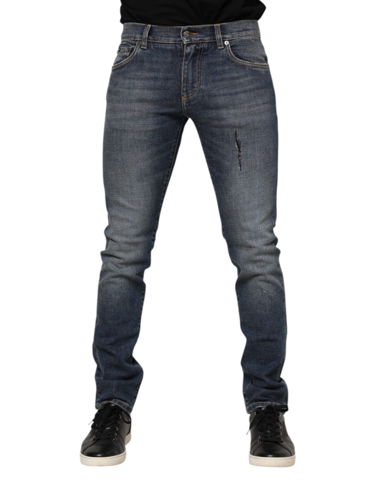 Blue Washed Cotton Skinny Men Denim Jeans-Dolce & Gabbana-LabelTerrace.com