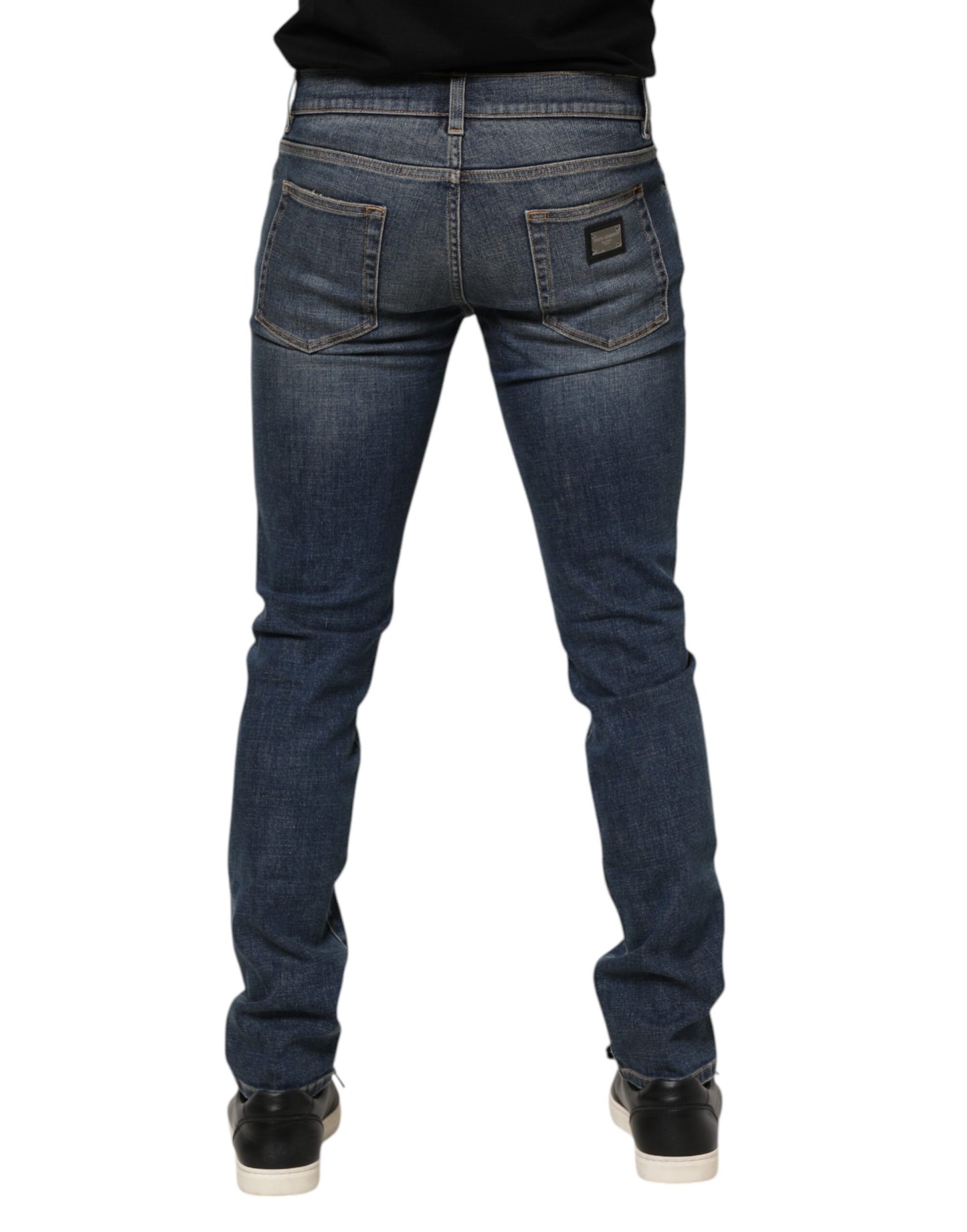 Blue Washed Cotton Skinny Men Denim Jeans-Dolce & Gabbana-LabelTerrace.com