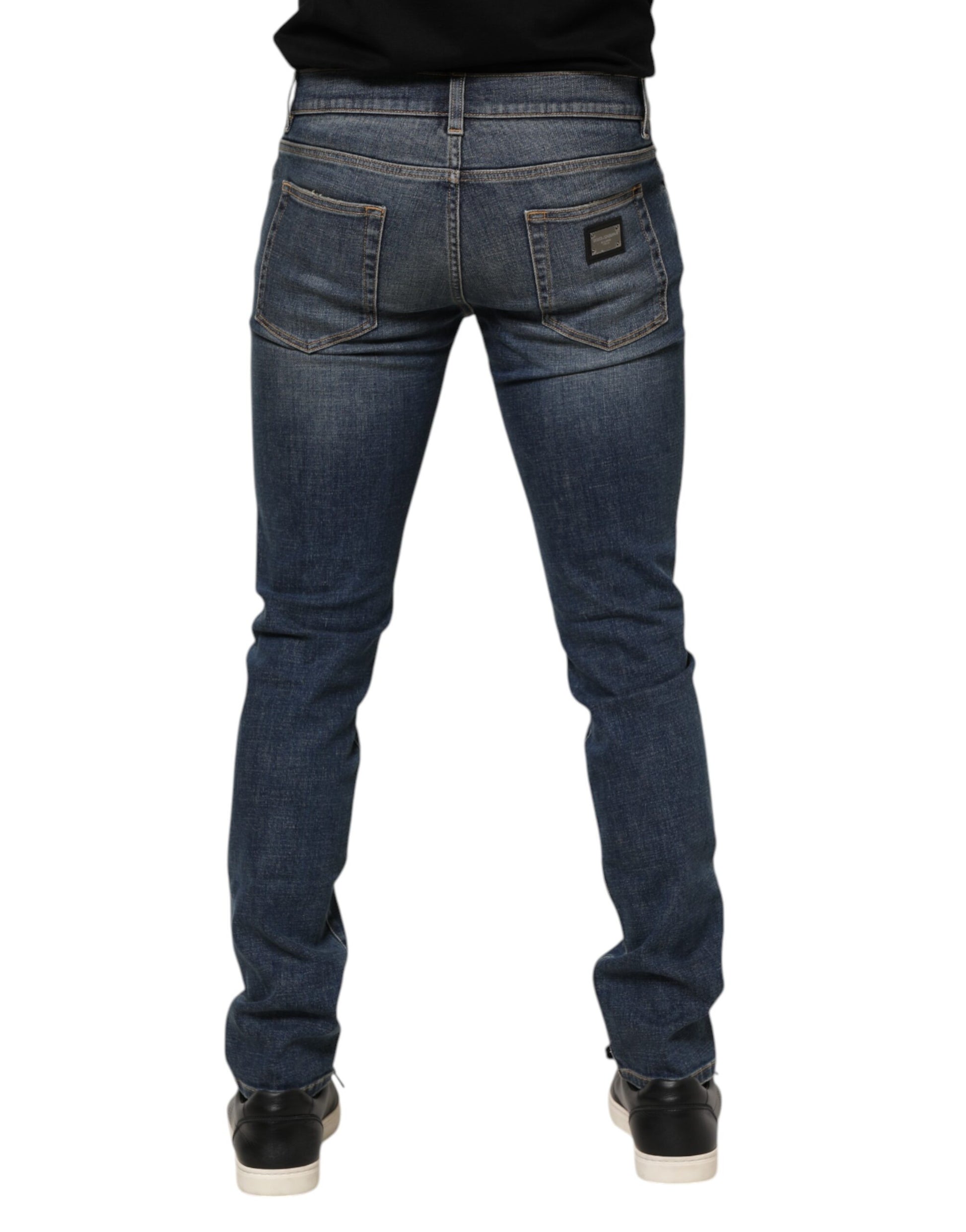 Blue Washed Cotton Skinny Men Denim Jeans-Dolce & Gabbana-LabelTerrace.com