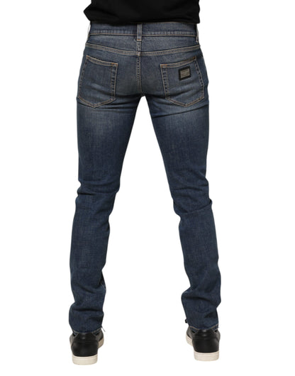 Blue Washed Cotton Skinny Men Denim Jeans-Dolce & Gabbana-LabelTerrace.com