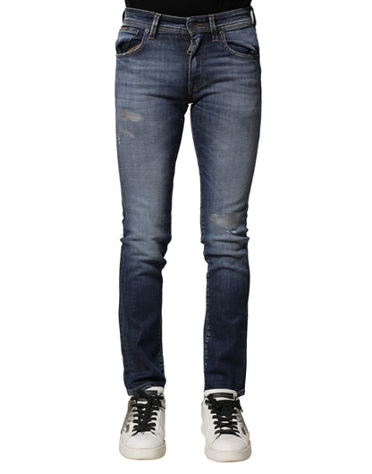 Blue Washed Cotton Slim Fit Men Denim Jeans-Dolce & Gabbana-LabelTerrace.com