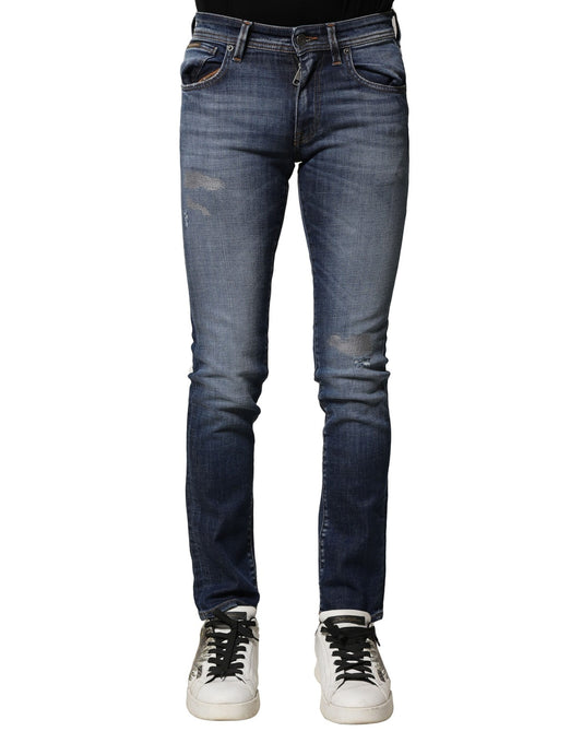 Blue Washed Cotton Slim Fit Men Denim Jeans-Dolce & Gabbana-LabelTerrace.com