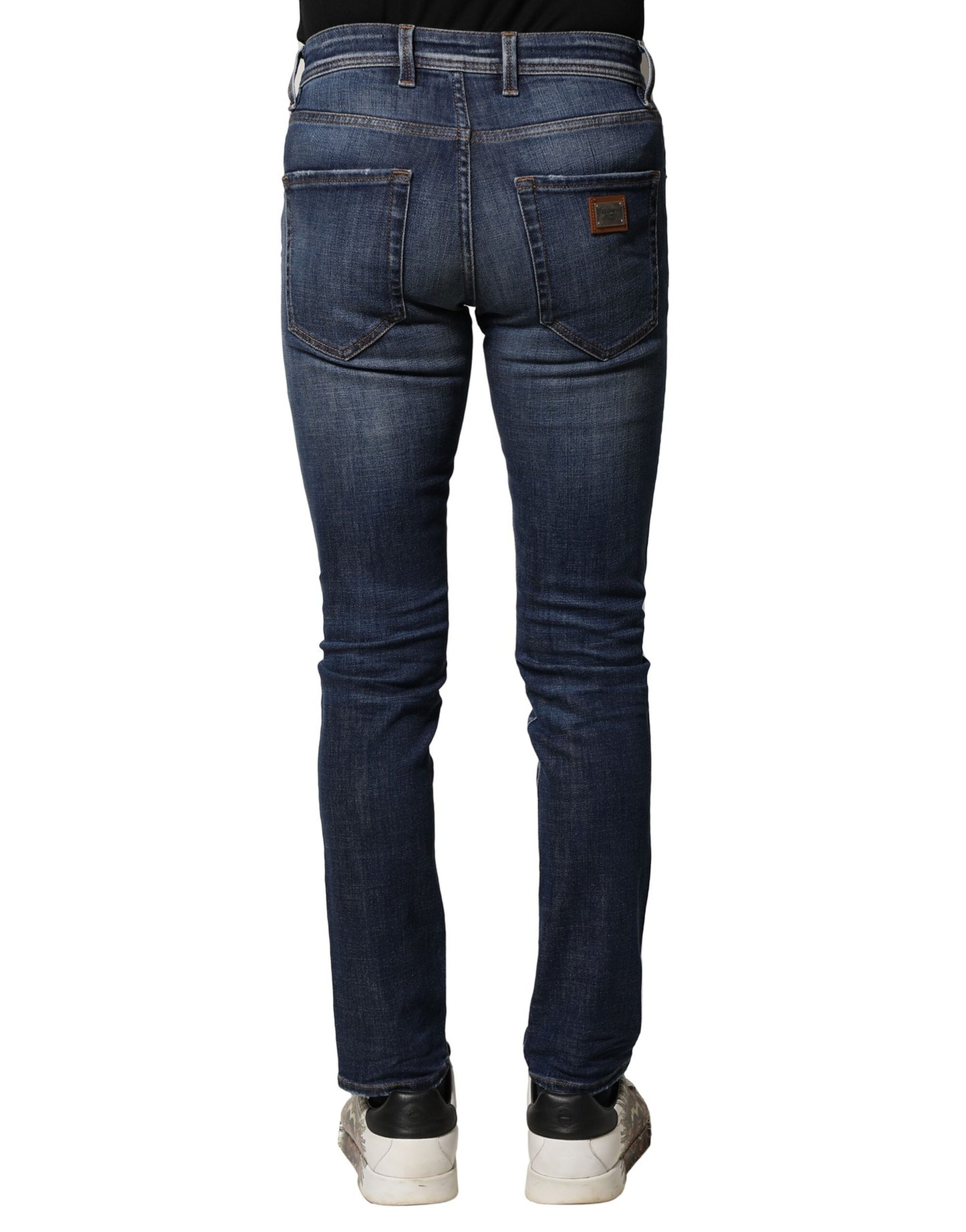 Blue Washed Cotton Slim Fit Men Denim Jeans-Dolce & Gabbana-LabelTerrace.com