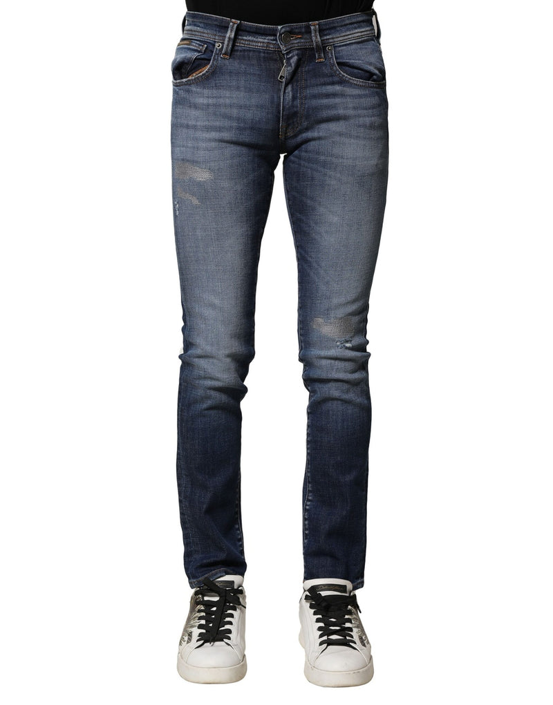 Blue Washed Cotton Slim Fit Men Denim Jeans