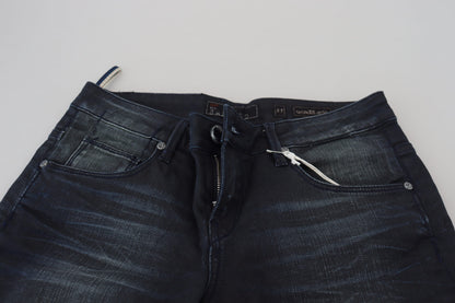 Blåvaskede lavtaljede slim fit bomuldsdenimjeans