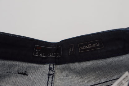 Blåvaskede lavtaljede slim fit bomuldsdenimjeans
