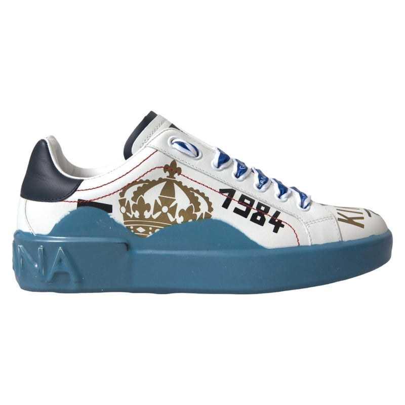 Blue White Printed Portofino Melt Sneakers-Dolce & Gabbana-LabelTerrace.com