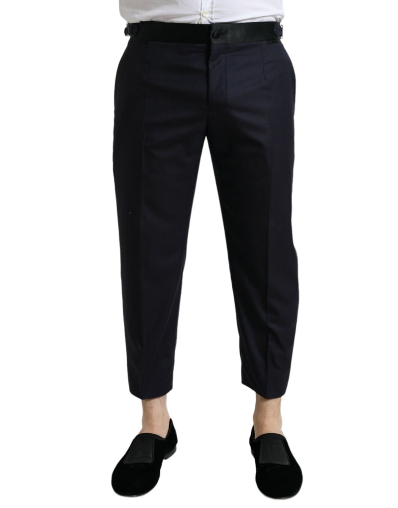 Blue Wool Cropped Tapered Pants-Dolce & Gabbana-LabelTerrace.com