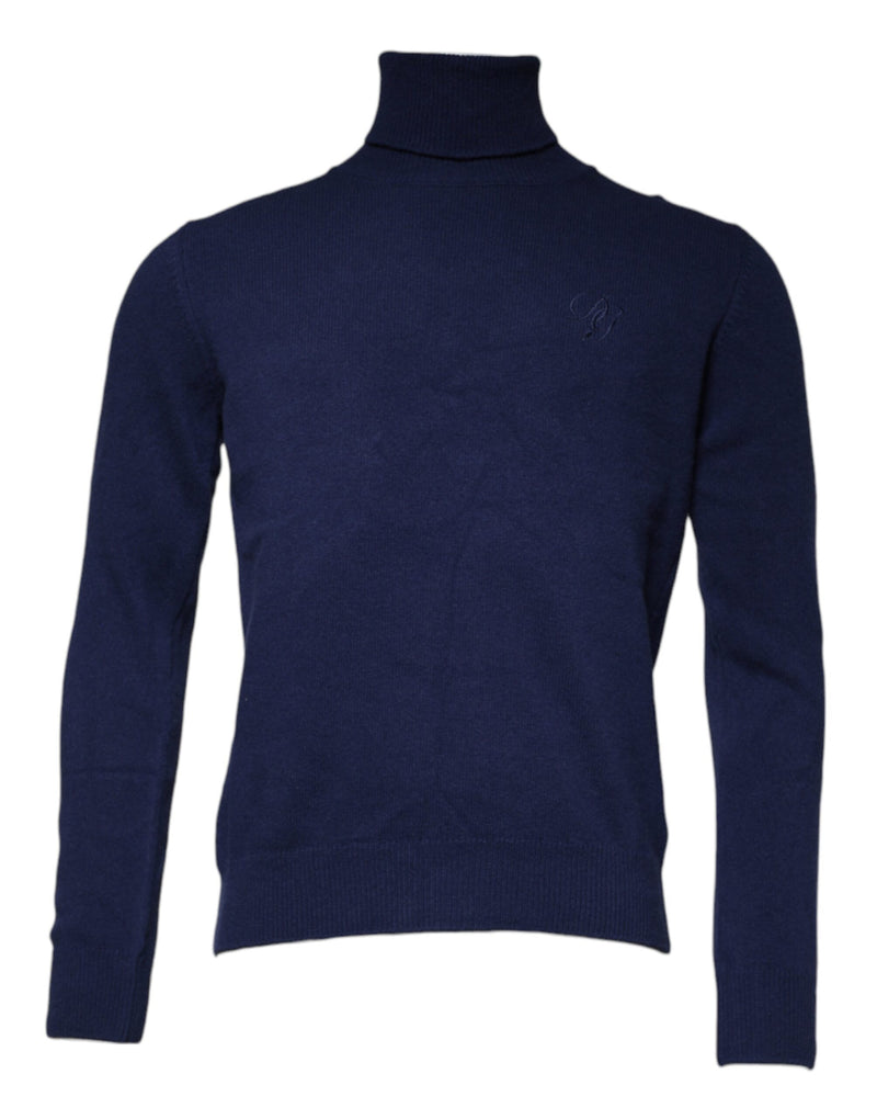 Blue Wool Knit Turtleneck Pullover Sweater-Dolce & Gabbana-LabelTerrace.com