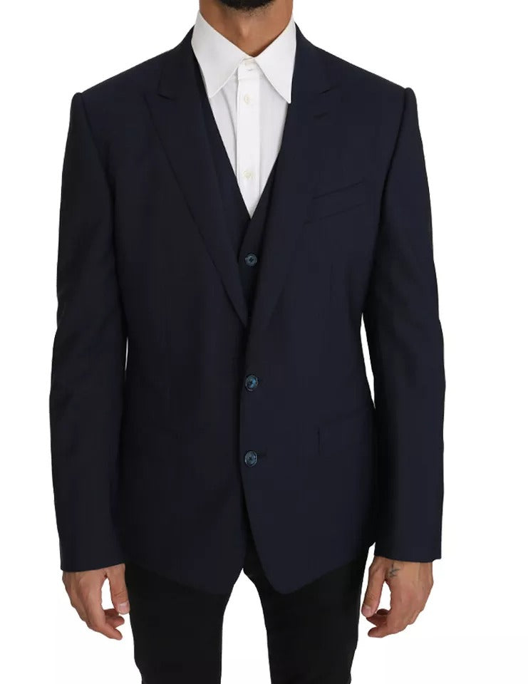 Blue Wool MARTINI Blazer Vest 2 Piece-Dolce & Gabbana-LabelTerrace.com