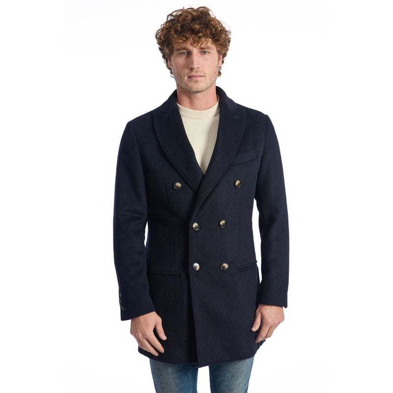 Blue Wool Men's Short Jacket