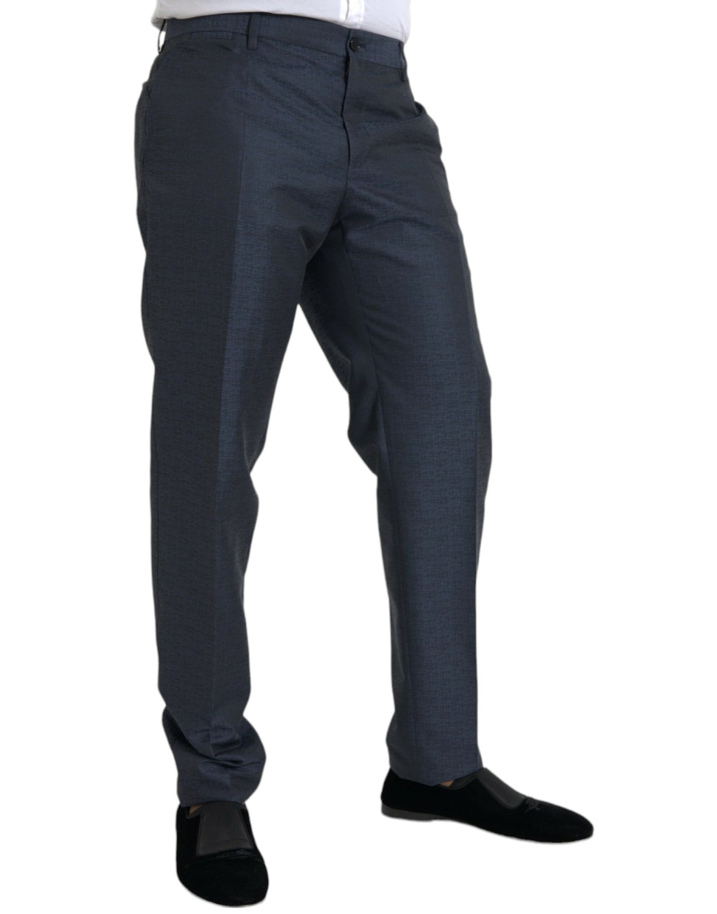 Blue Wool Men Skinny Dress Pants-Dolce & Gabbana-LabelTerrace.com