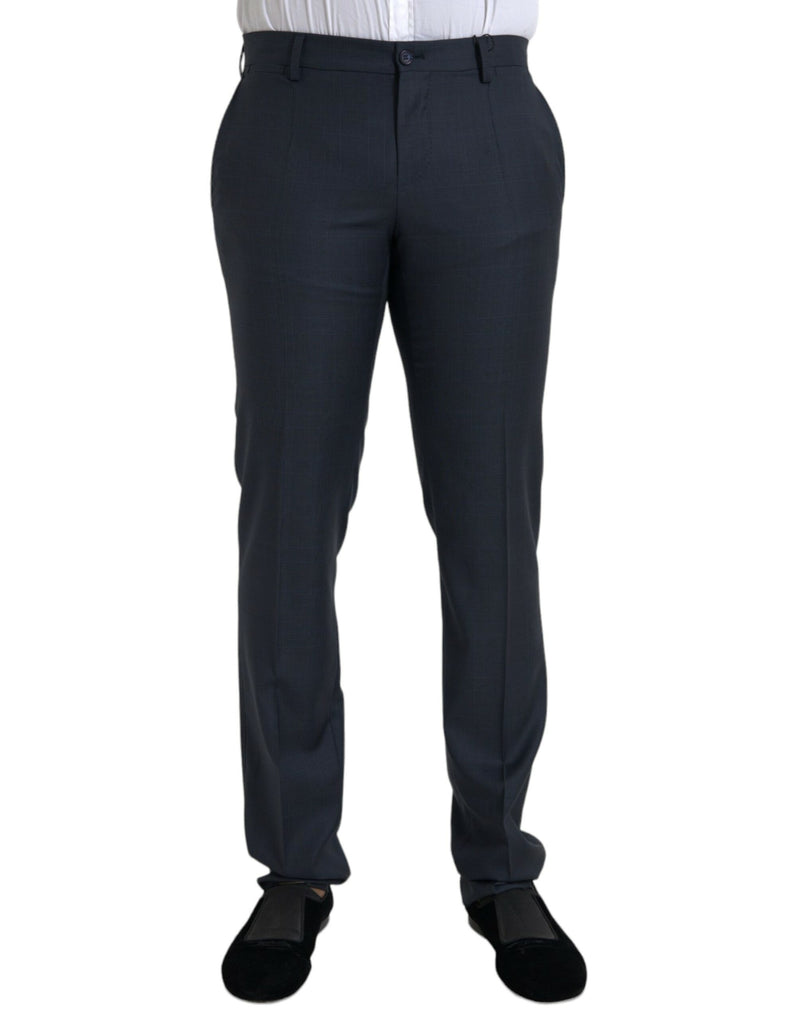 Blue Wool Men Skinny Dress Pants-Dolce & Gabbana-LabelTerrace.com