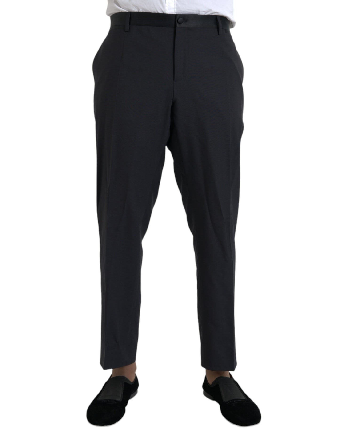Blue Wool Men Skinny Dress Pants-Dolce & Gabbana-LabelTerrace.com