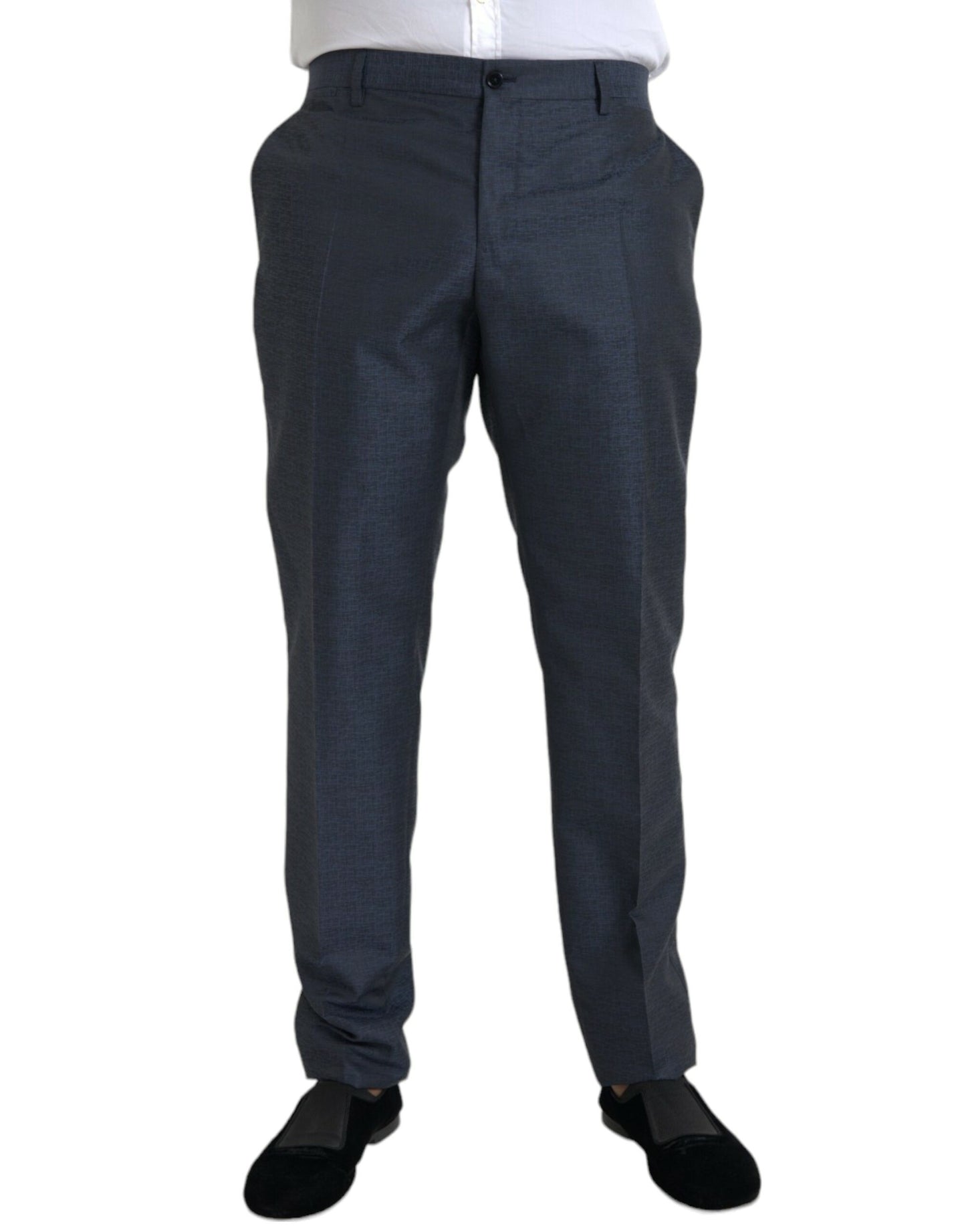 Blue Wool Men Skinny Dress Pants-Dolce & Gabbana-LabelTerrace.com
