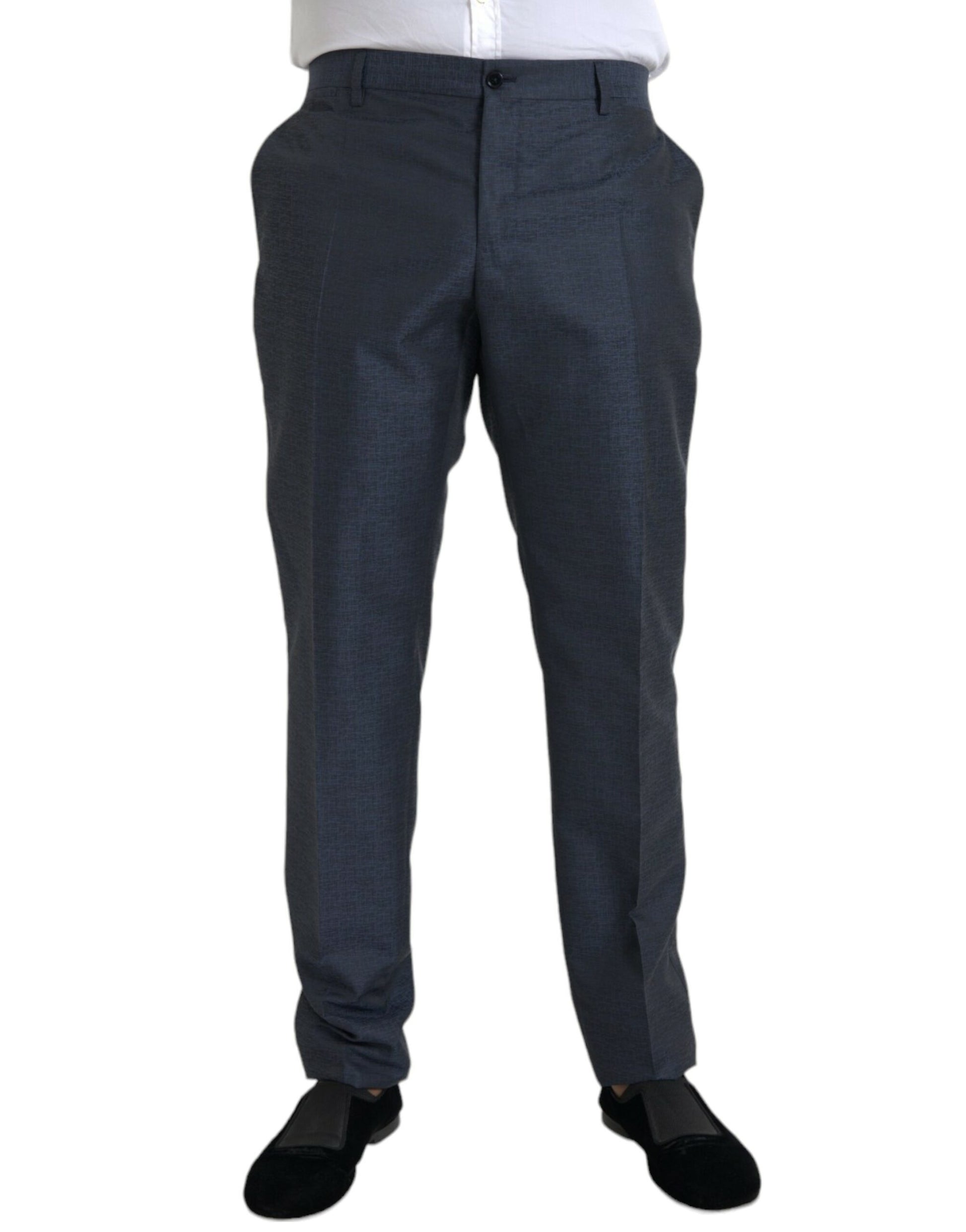 Blue Wool Men Skinny Dress Pants-Dolce & Gabbana-LabelTerrace.com