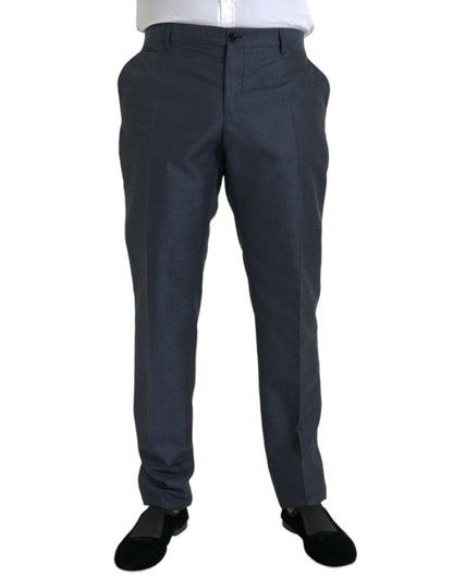 Blue Wool Men Skinny Dress Pants-Dolce & Gabbana-LabelTerrace.com