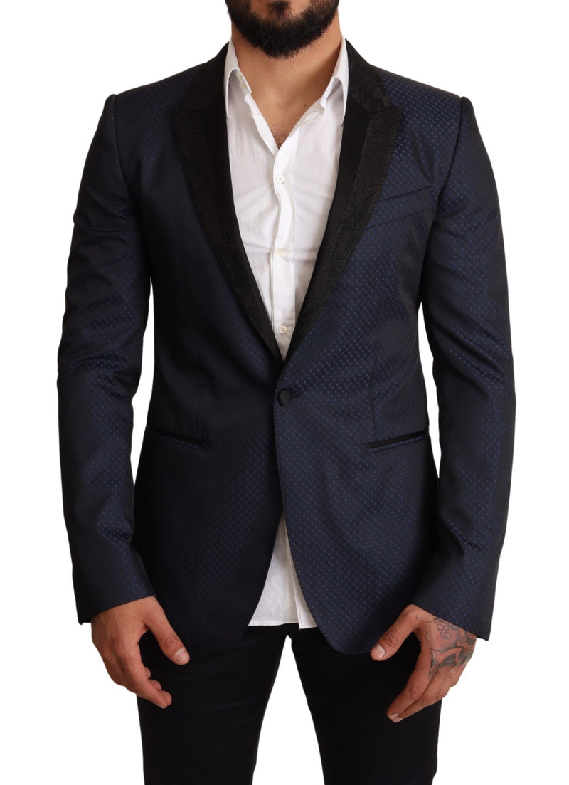 Blue Wool Slim Fit MARTINI Blazer Jacket-Dolce & Gabbana-LabelTerrace.com
