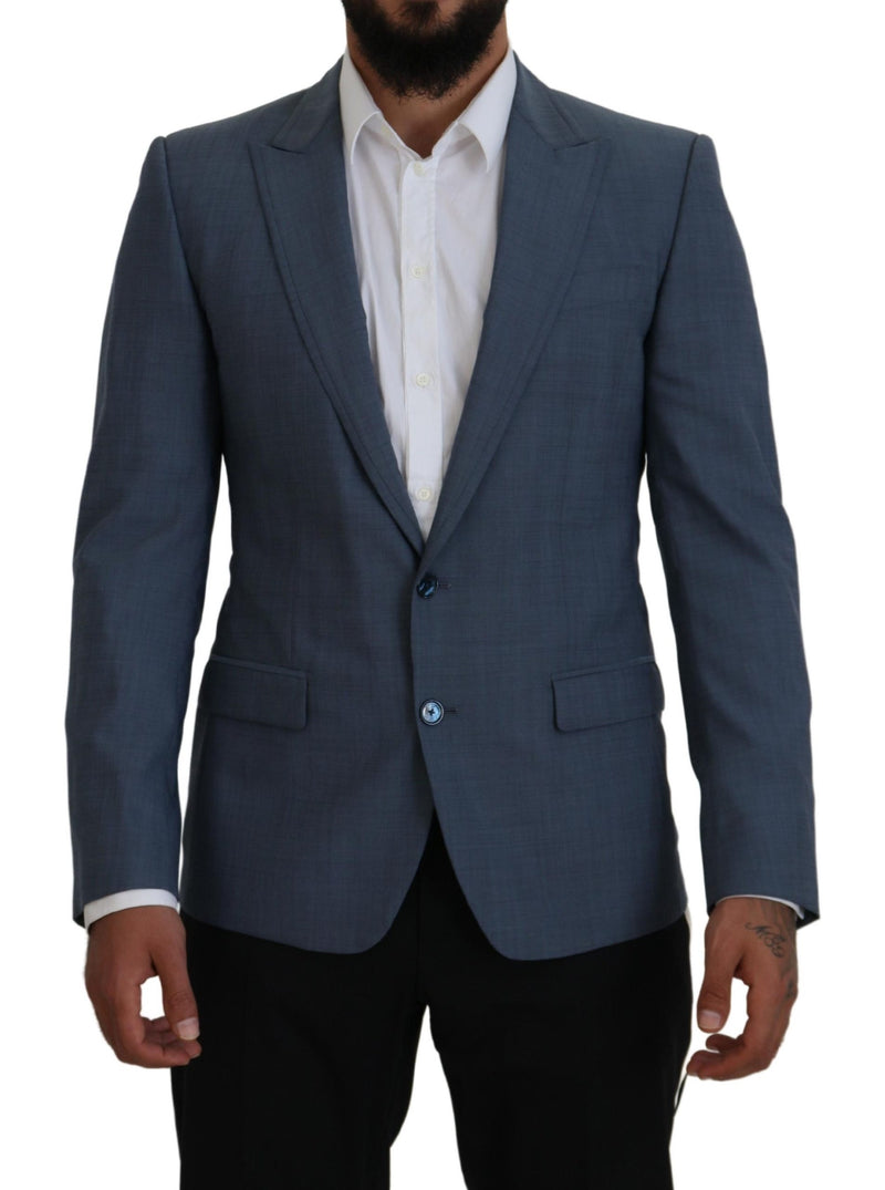 Blue Wool Stretch Slim Fit Jacket Blazer-Dolce & Gabbana-LabelTerrace.com